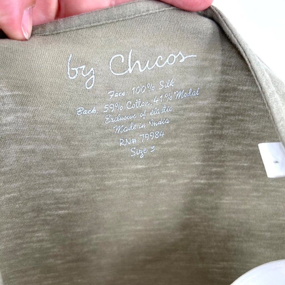 BY CHICO'S GREEN SILK FRONT RUCHED TOP TANK - XL/16/CHICO'S 3 - Picture 4 of 5